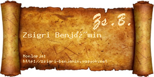 Zsigri Benjámin névjegykártya