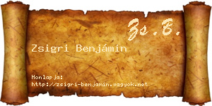 Zsigri Benjámin névjegykártya